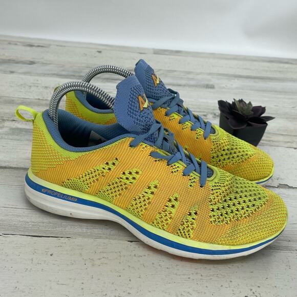 APL Techloom Pro Neon Yellow Lace Up Sneakers Athletic Running Size 8 - Picture 2 of 7